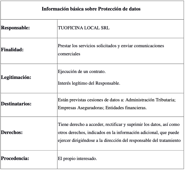 informacion proteccion de datos